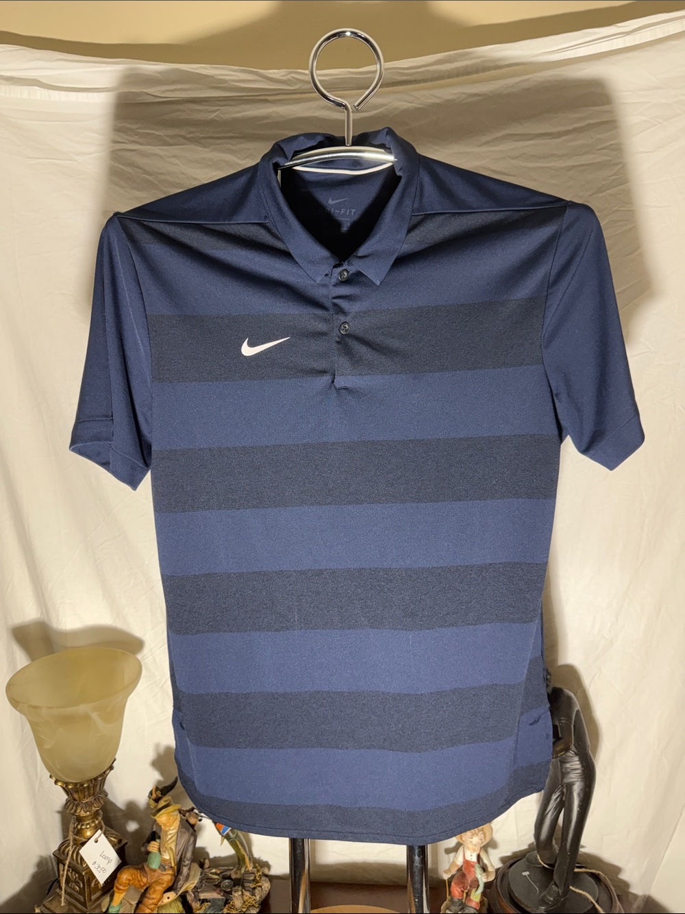 Nike Men's Navy & Dark Navy Horizontal Stripe Polo